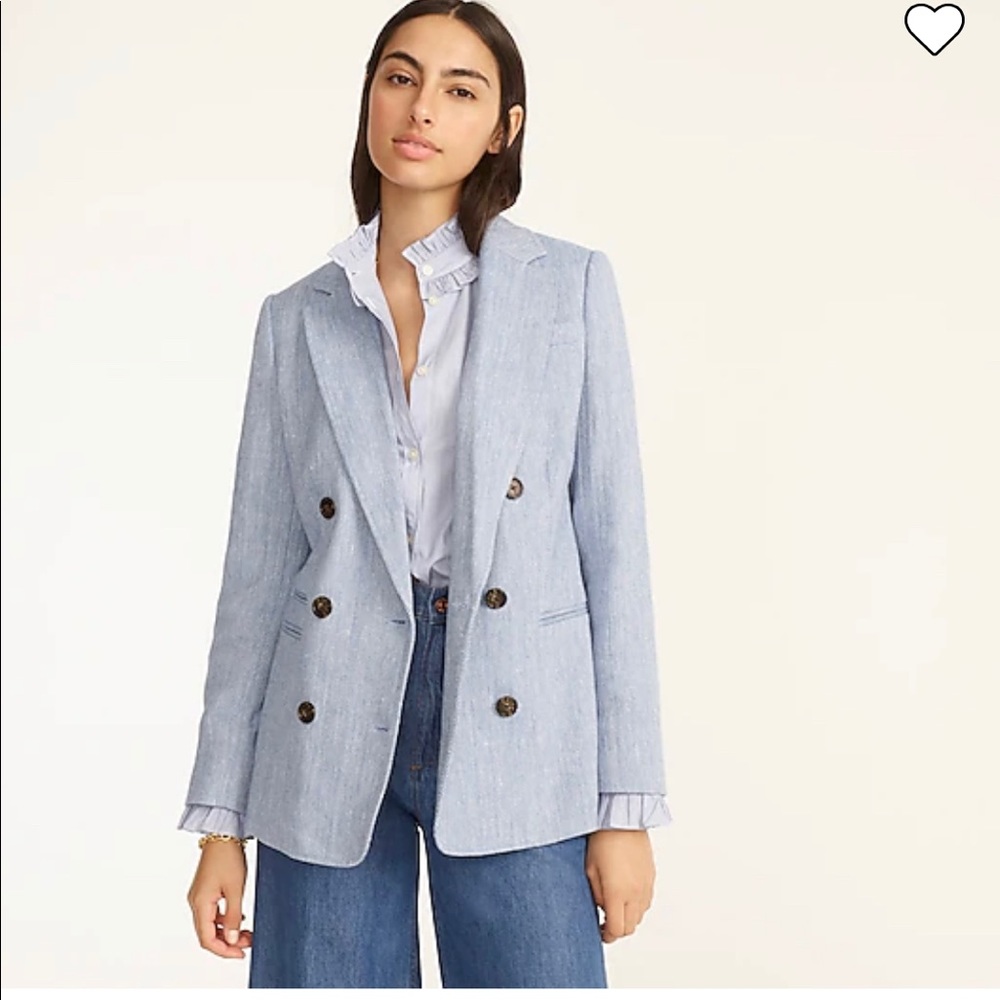 NWT jcrew linen cotton blazer coat- sky blue